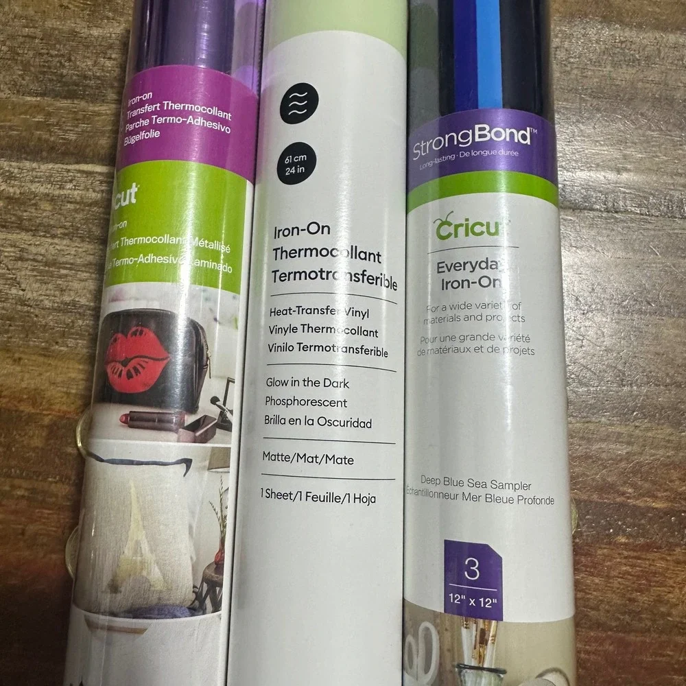 Cricut Iron-On HTV Bundle Glow in the Dark Metallic Lilac Deep Blue Sea Sampler